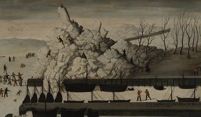 Cornelis Jacobsz van Culemborch's painting of an iceberg that appeared in Delfshaven in January 1565