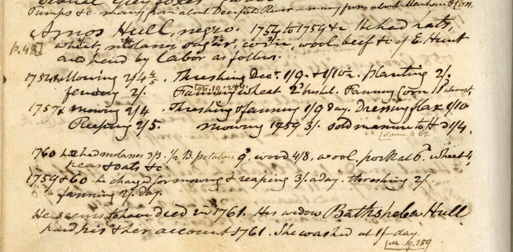 Goods purchased by Amos Hull between 1754-1759, as listed in Judd’s transcription of Ebenezer hunt’s Account Book. Northampton Account Books, p. 68.