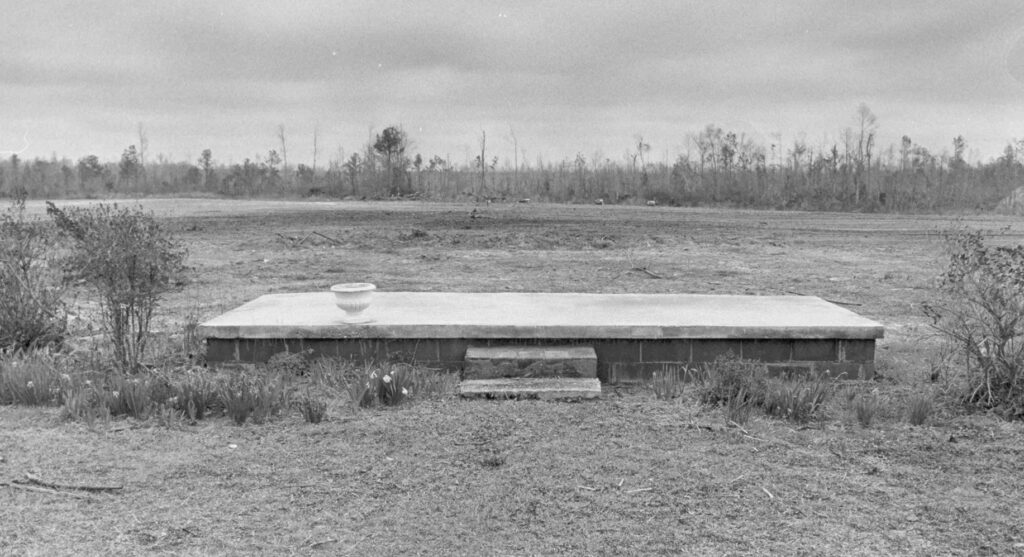 A photo of an almost empty plot where a home once stood in Beaver Dam, NC, following the March 28, 1984, tornado outbreak