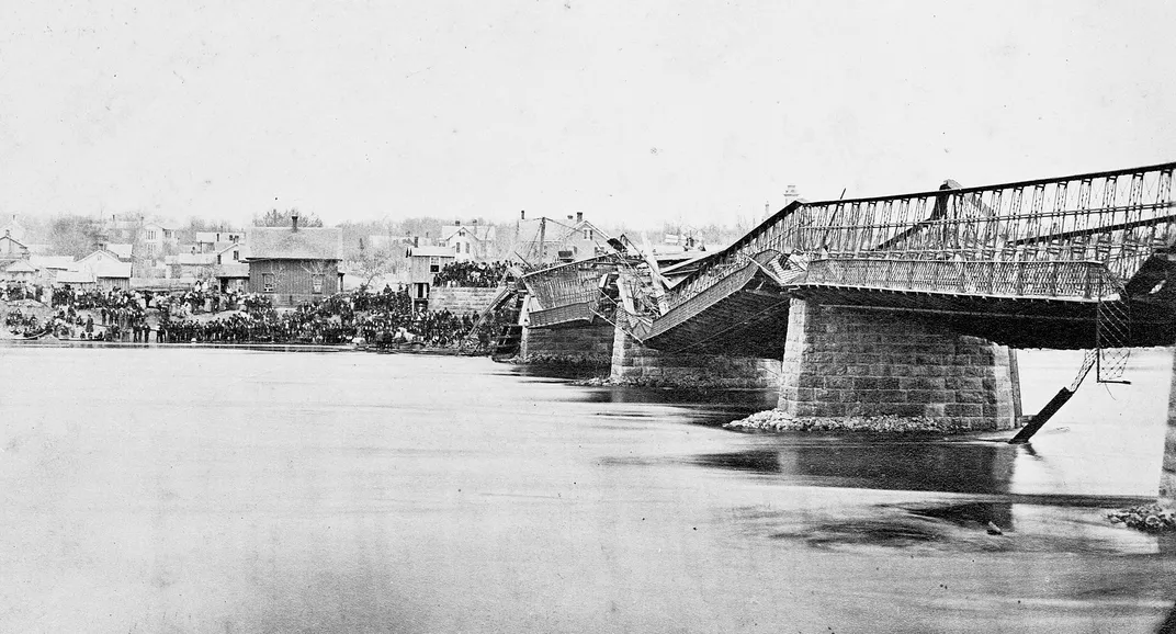 View of the Dixon Bridge following the collapse