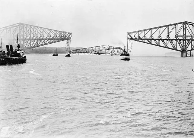 The Quebec Bridge after its second collapse in September 1916